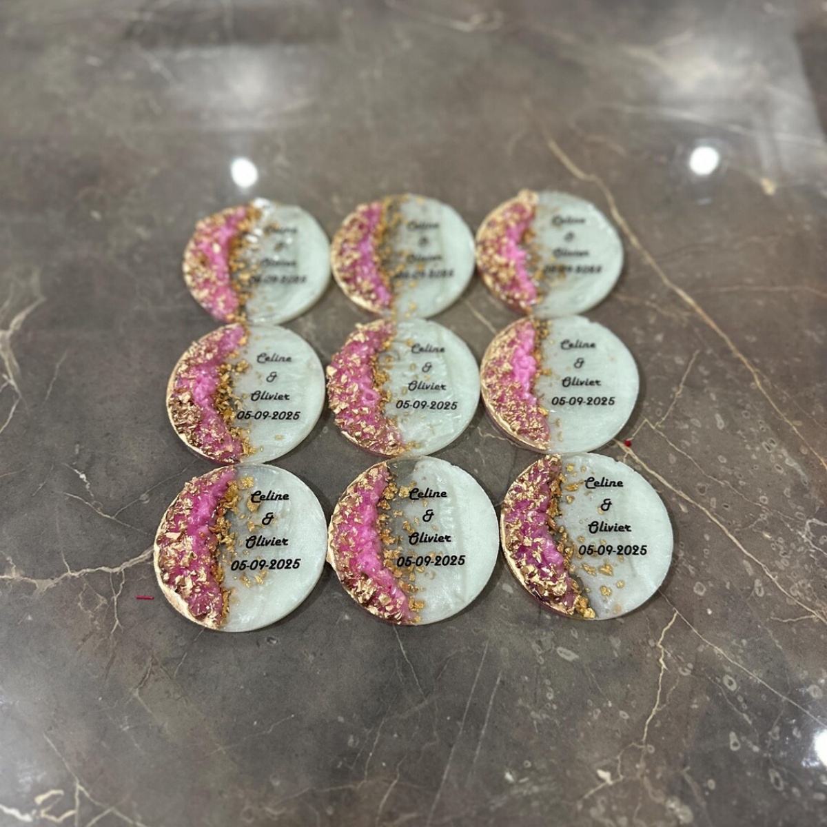 Wedding Package Gold - Lembrancinhas de ímã de casamento personalizadas:
