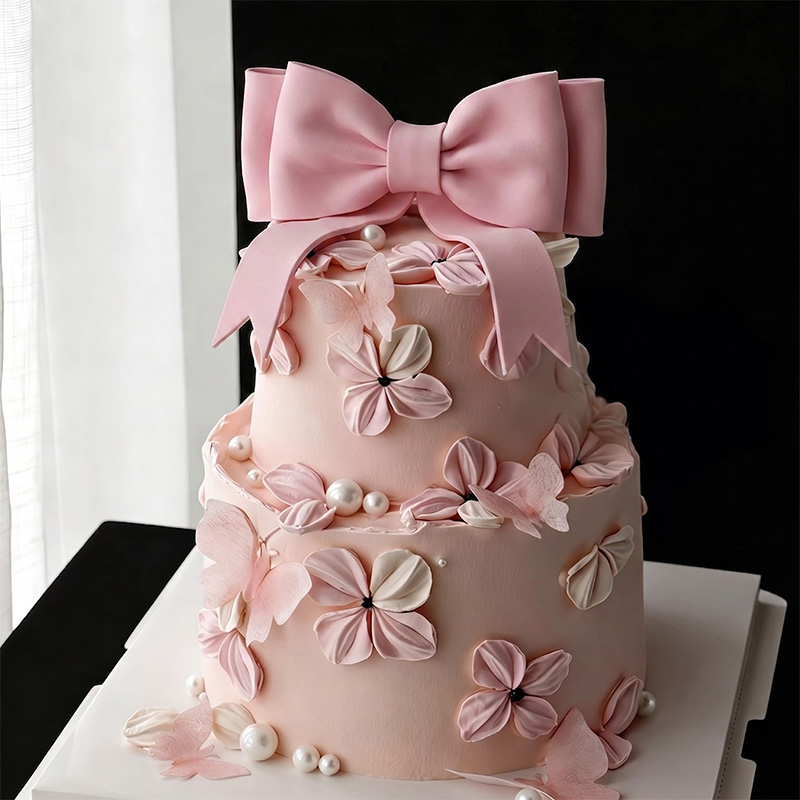 Wedding Cake Supply - Decoração de Bolo com Laço Rosa