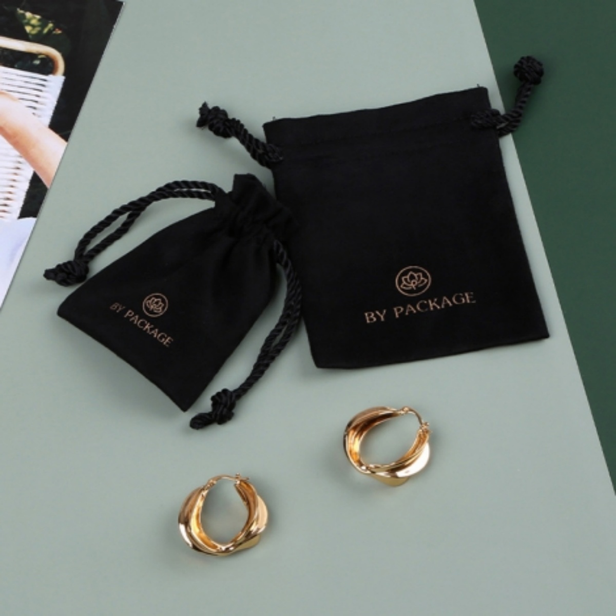 Wedding Package Gold - 50 pçs preto veludo tarô saco